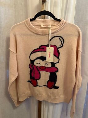 Women's Light Pink Penguin Crewneck Sweater